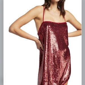 Free People Sparkling Sequin Chemise in Burgundy